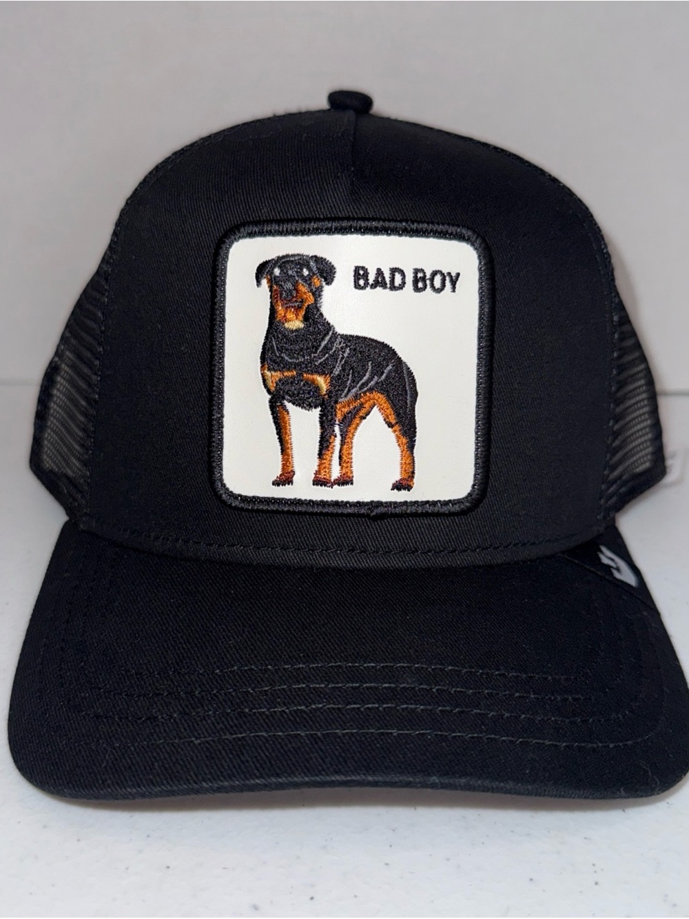 Bad Boy Rottweiler Patch Trucker Hat - Black